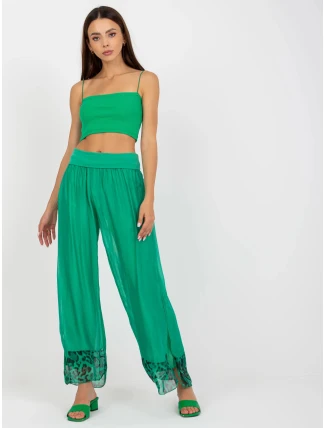 Dámské široké kalhoty DHJ SP 20822.37 zelená - FPrice Dámské široké kalhoty DHJ SP 20822.37 zelená - FPrice