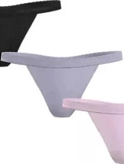 Dámská tanga 3Pack UW0UW05017 0V9 černé/fialové/sv. růžové - Tommy Hilfiger