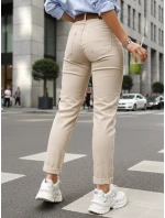 Dámské džíny mom fit s vysokým pasem béžové DSTREET UY2896