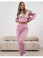 Sportovní souprava s květinovým motivem růžová (821148)