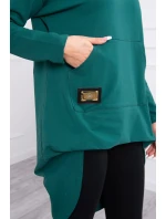 Mikina s kapucí s dlouhými zády zelená Mikina s kapucí s dlouhými zády zelená