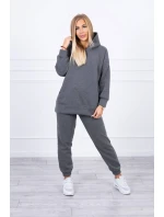 Zateplený set s mikinou s kapucí v grafitové barvě