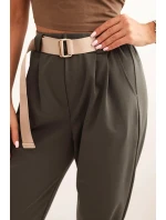 Kalhoty Summer Punto se zapínáním na nohavicích tmavé khaki
