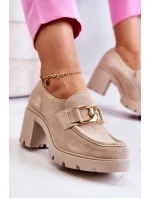 Elegantní boty se zlatým zdobením Světle béžová Harmell