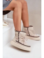 Dámské Sněhule S Výšivkou Na Platformě Světle Béžové Naleris