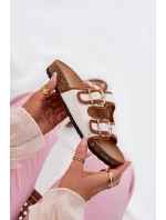 Dámské Plátěné Pantofle Na Korkové Platformě S Přezkami Bílé Osoffe