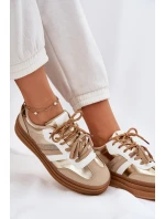 Dámské Tenisky Na Platformě S Dvojitým Šněrováním Leopardí Zlaté Klipy