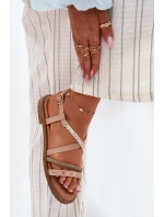 Ploché Sandály S Ozdobnými Pásky Vinceza 17379 Béžové