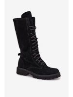 Semišové kotníkové boty se šněrováním do půli lýtka Zazoo 3103 Černé Semišové kotníkové boty se šněrováním do půli lýtka Zazoo 3103 Černé