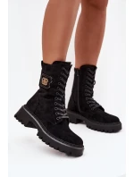 Dámské Workery s Ozdobným Prvkem Zateplené Černé Kalindra