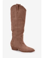 Dámské eko-semišové kovbojky na podpatku Jenaya – béžové