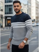 Pánský pruhovaný šedý svetr FashionStreet WX2230