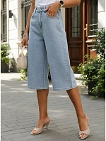 Dámské džínové šortky široké bermudy světle modré FashionStreet SY0547