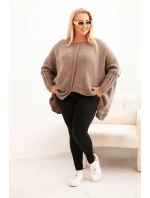 Svetr dámský Plus Size z akrylu s volným střihem a rukávem 3/4 fango
