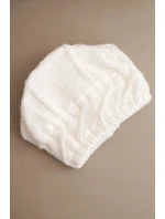Dámská zimní čepice s vlnou v hrubém copánkovém pletení K481 bílá