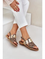 Zazoo 40385 Dámské Kožené Sandály S Leopardím Vzorem Hnědé