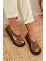 Dámské sandály Zazoo 3196 z přírodního semiše světle hnědé