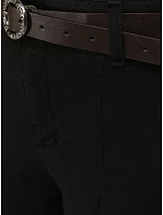 Dámské kalhoty slim fit s opaskem TAIRONIK, černé, FashionStreet UY2721 Dámské kalhoty slim fit s opaskem TAIRONIK, černé, FashionStreet UY2721