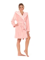 Dámský župan Flora s kapucí krátký 4856 3050 růžová perla - Vestis Dámský župan Flora s kapucí krátký 4856 3050 růžová perla - Vestis