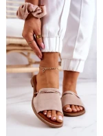 Semišové pantofle Lewski Boty 3047 Béžová