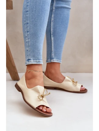 Zazoo 2660 Kožené Dámské Baletky Jasně Béžové