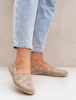 Elegantní Velurové Espadrilky S Květinami Dámské Béžové Zazoo 10177