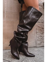 Vkládací dámské kozačky na podpatku čokoládové Ysolienne Vkládací dámské kozačky na podpatku čokoládové Ysolienne