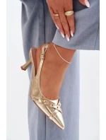 Dámské sandály na podpatku s řemínky a přezkou Zlaté Parina