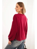 Dámská mikina s ozdobným zakončením dole bordová