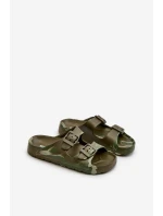 Lehké Dětské Pěnové Žabky S Sponami Tmavě Zelené Adirnaca