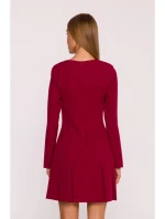 M872 Šaty s obrácenými záhyby - bordó