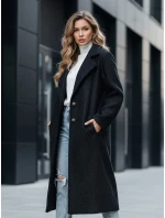 Dámský dlouhý kabát z ovčí kůže černý FashionStreet NY0754z