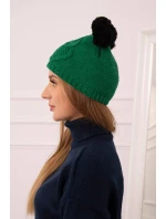 Fleecová čepice 2 bambulky K291 zelená