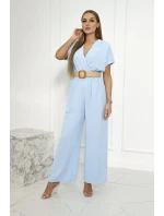 Kombinéza s ozdobným páskem v pase modrá Kombinéza s ozdobným páskem v pase modrá