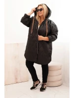 Dámská bunda Plus Size prošívaná s kapucí a nápisem HOPE černá