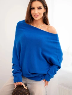 Dámský asymetrický batwing svetr z viskózy chaberový