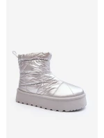 Dámské sněhule na masivní platformě stříbrné Fionia