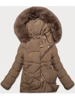 Tmavě béžová volná dámská bunda typu bublina pro přechodné období J Style (16M9181-84) Tmavě béžová volná dámská bunda typu bublina pro přechodné období J Style (16M9181-84)