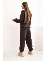 Dámská souprava máslová s volnou mikinou a kalhotami s nápisem LOVE hnědá