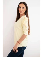 Dámská viskózová blůza se ozdobnými stuhami žlutá