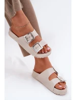 Vůňové Dámské Pantofle S Přezkami A Brilantem Béžové RR285056
