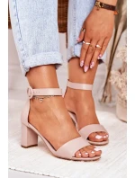 Dámské Sandály Na Podpatku Pudrově Růžové Lexi
