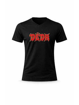 Pánské bavlněné tričko s potiskem - DĚDA (ROCK) - černé