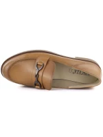 Dámské kožené mokasíny polobotky camel Vinceza 18117