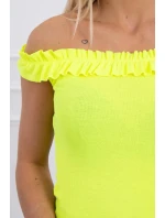 Španělská halenka s volánky žlutá neonová Španělská halenka s volánky žlutá neonová