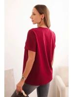 Dámská bavlněná blůza klasického střihu bordová