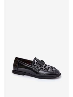 Kožené Lakované Mokasíny S Mřížkou Černé Vinceza 31931