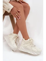 Dámské tenisky z přírodní kůže GOE – ztlumená bílá