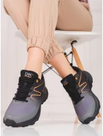 Designové trekingové boty šedo-stříbrné dámské bez podpatku Designové trekingové boty šedo-stříbrné dámské bez podpatku