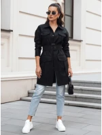 VERMONT dámský přechodový kabát s vázáním černý FashionStreet NY0582 VERMONT dámský přechodový kabát s vázáním černý FashionStreet NY0582